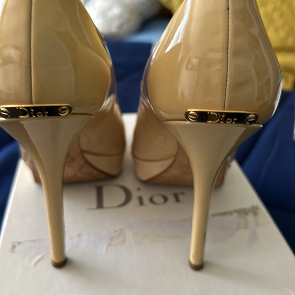 Christian Dior Leather Peep Toe Pumps Size 7 - Picture 3 of 6
